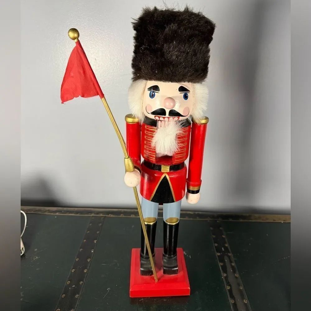 Vintage Large Hand Painted Wooden Nutcracker Classic Heavy Works 20” Soldier